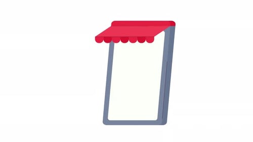 Animated Smartphone Online Store with Red Awning