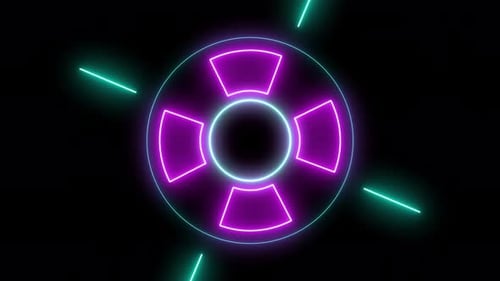 Neon Geometric Circle Lines Glowing Background Loop