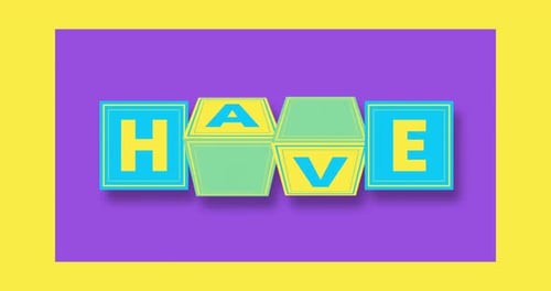 Kinetische 3D-Typografie mit Wörtern Hate Love Animation von rotierenden 3D-Würfeln mit den Wörtern Hass und Liebe