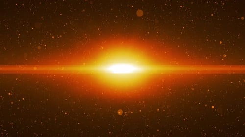 Golden Light Flare with Floating Particles Overlay