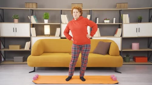 Woman doing waist exercise.