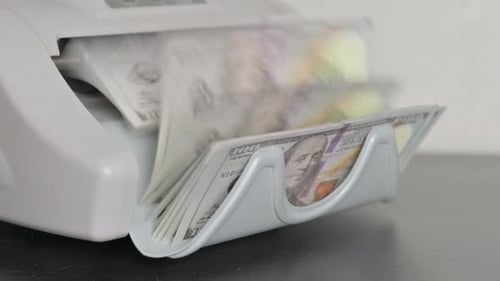 Money Counting Machine Counting New Dollar Bills