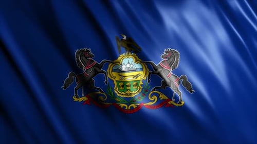 Animated Waving Pennsylvania Flag with State Coat of Arms