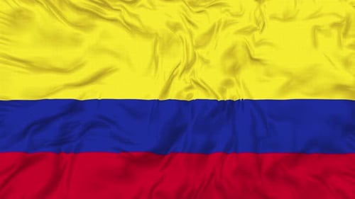 Colombia Flag Realistic Fabric Waving Loop Animation