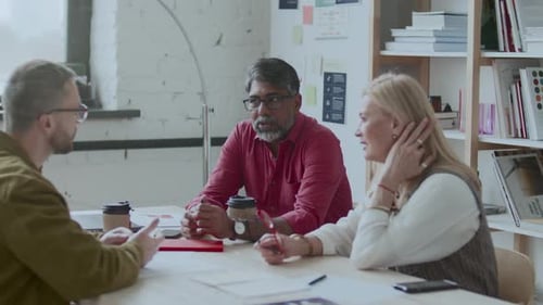 Multi-Ethnic Team of Business Professionals Having Meeting in Modern Office
