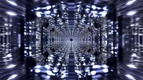 Abstraktes blaues metallisches Sci-Fi-Tunnel-Perspektiven-Loop-Video