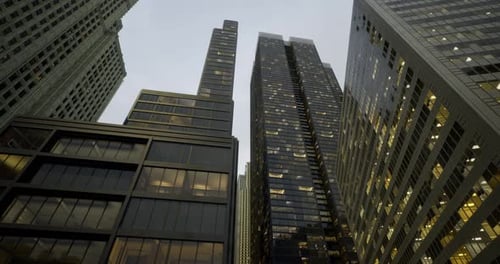 Dynamic Corporate Skyscrapers with Changing Window Lights Animation