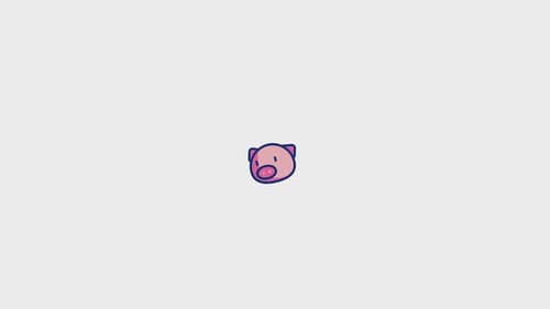 Animated Pig Head Icon with Sketchy Outline