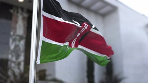 Waving Kenyan Flag Realistic Cloth Simulation Animation