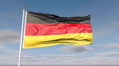 Realistic German National Flag Waving on Flagpole