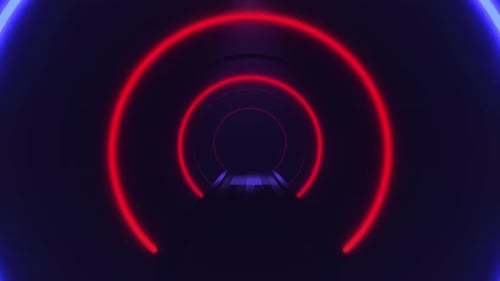 Tunneleffekt mit roten Neonkreisen