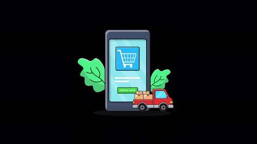 Animiertes Telefon mit Lieferwagen. Video zum Lieferkonzept — Transparent