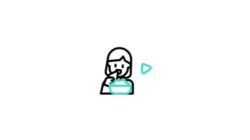 Minimalist Line Art Animation of a Person Eating from a Bowl
