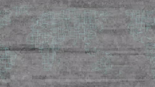 Abstract pixel design world map on gray color motion background. mz_397