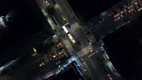 New York City crossroads at night
