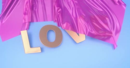 Golden Love Balloons Reveal with Fluid Fabric Animation