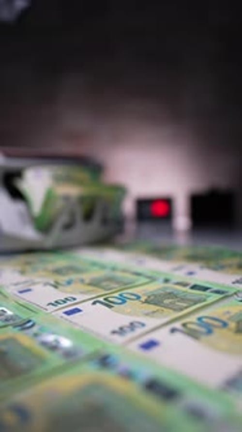 Money Counting Machine Counting Euro Notes