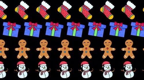 Christmas Elements Animated Pattern On Alpha Channel