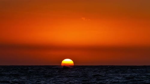 Beautiful Sunset Over Ocean, Time Lapse Background