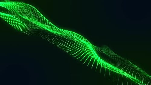 Abstract Green Digital Wave Particles Background Loop