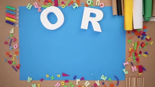 Team creativity at the office creating text and design with markers on paper