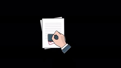 Flat Design Animation of Hand Stamping Rejected Document
