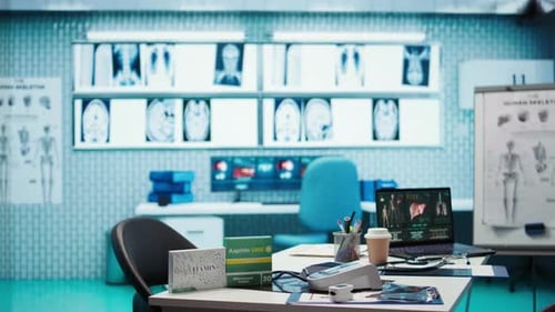 Professional Medical Office with Diagnostic Tools and a Computer Screen