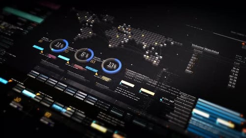 Futuristic HUD Financial Data Dashboard Animation