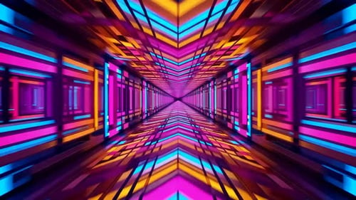 Neon SciFi Arrow Tunnel Loop Motion Background