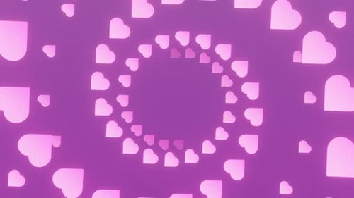 Romantic Pink and White Glowing Hearts Tunnel Background