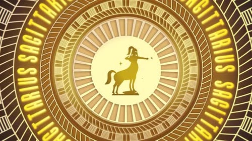 Cosmic Sagittarius Zodiac Sign Glowing Geometric Animation