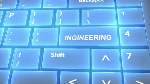 Futuristic Computer Keyboard Ingineering Text on Key