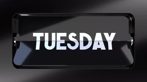 3D Animated Flip Clock Displaying Days of the Week