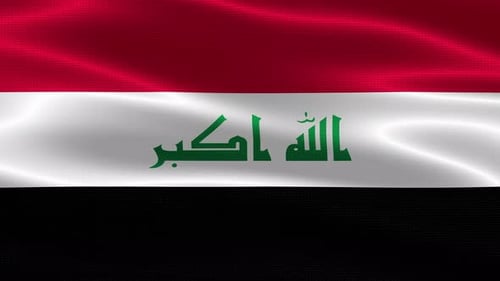 Waving Flag of Iraq with Realistic Fabric Texture