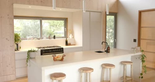 Modern Kitchen Interior with Natural Light and Clean Design