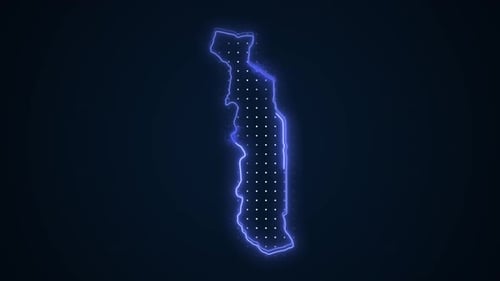 Neon Outline Map of Togo Digital Animation
