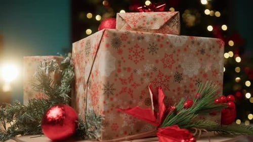 Christmas Presents Under Sparkling Tree