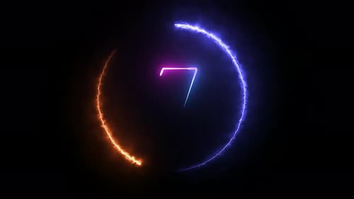 Countdown-Kreis im Neon-Stil für Editor 10 bis 0