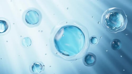 Animated Transparent Blue Cells and Bubbles Background Loop