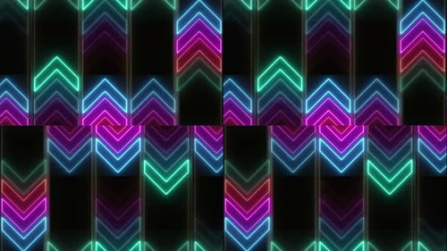 Glowing Neon Chevron Pattern Animated Loop Background