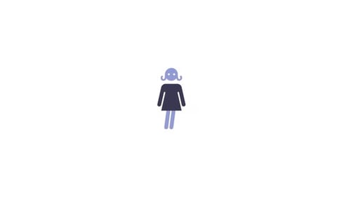 Flat Design Female Icon Pop Up Animation