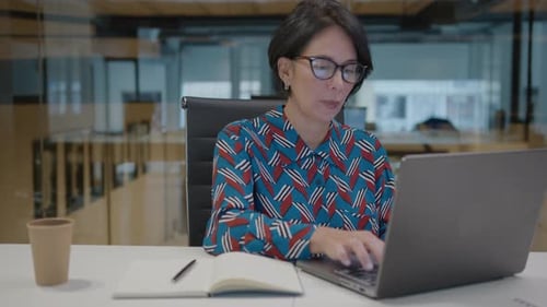 Woman Working at Desk in Modern Office