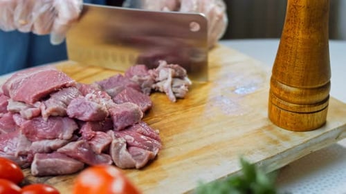 Preparing Meat for Cooking in the Kitchen