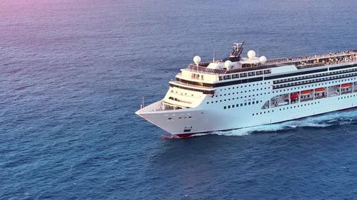 Cruise ship at sunset for an exclusive ocean adventure