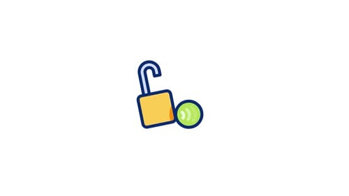 Animated Flat Design Lock Unlock Icon with Green Indicator