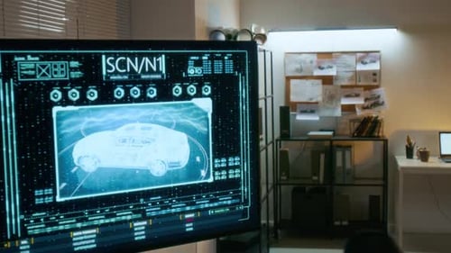 Futuristic Car Design Displayed on Monitor