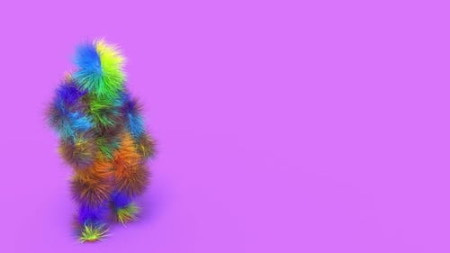 Colorful Furry Abstract Character Dancing Animation