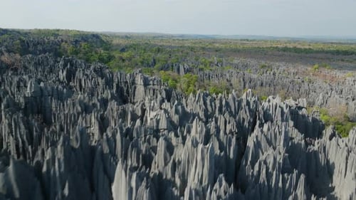 Aerial Perspective of Tsingy De Bemaraha National Park Showcasing the Unique and Challenging