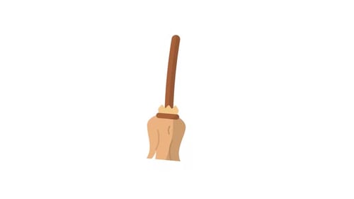 Animated Flat Design Broom Sweeping Icon