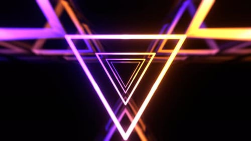 Light Orange And Purple Neon Glowing Abstract Futuristic Triangle Tunnel Background Vj Loop In 4K